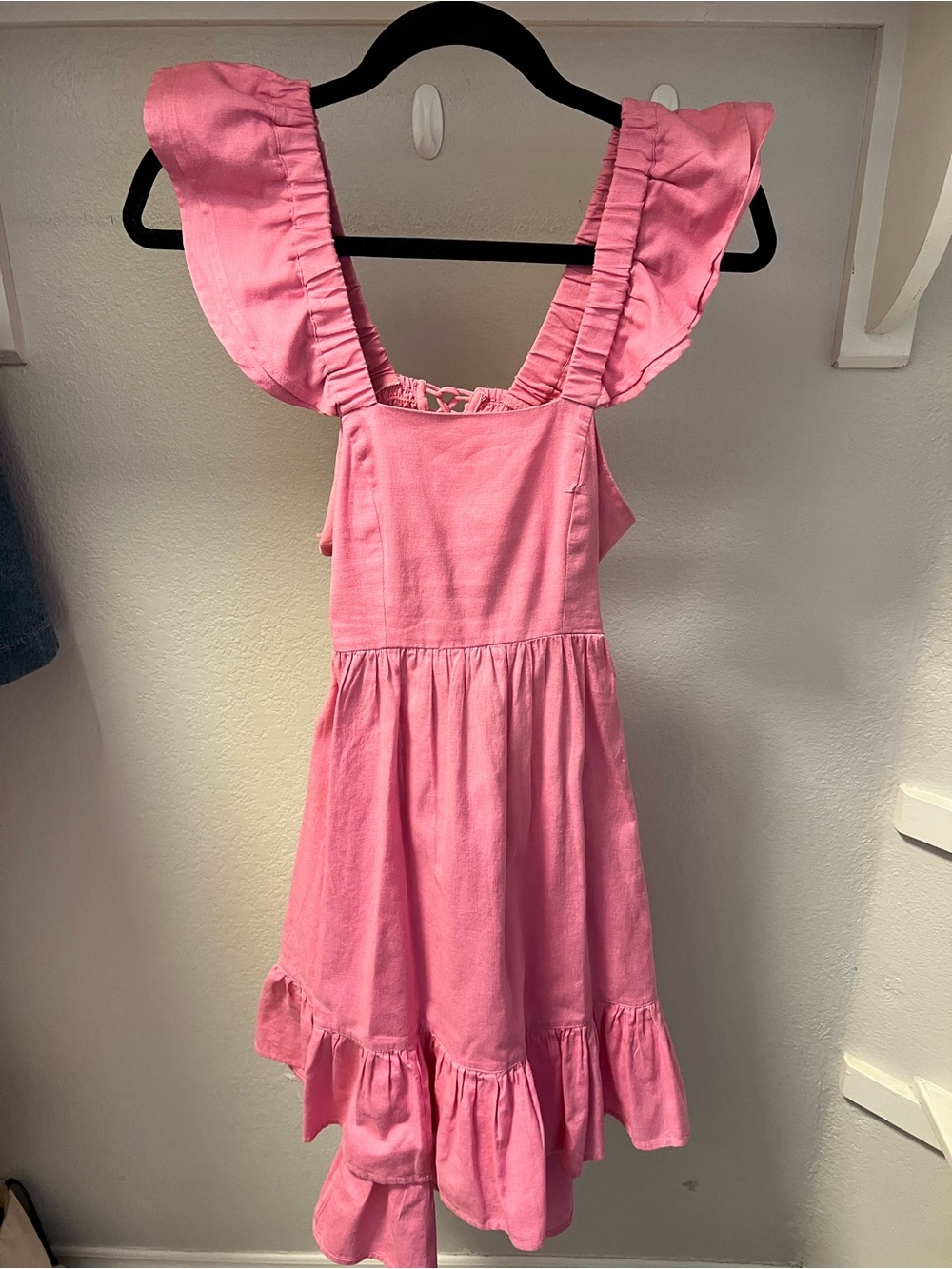 Pink Ruffle-Sleeve Fit & Flare Dress - Picture 4 of 7